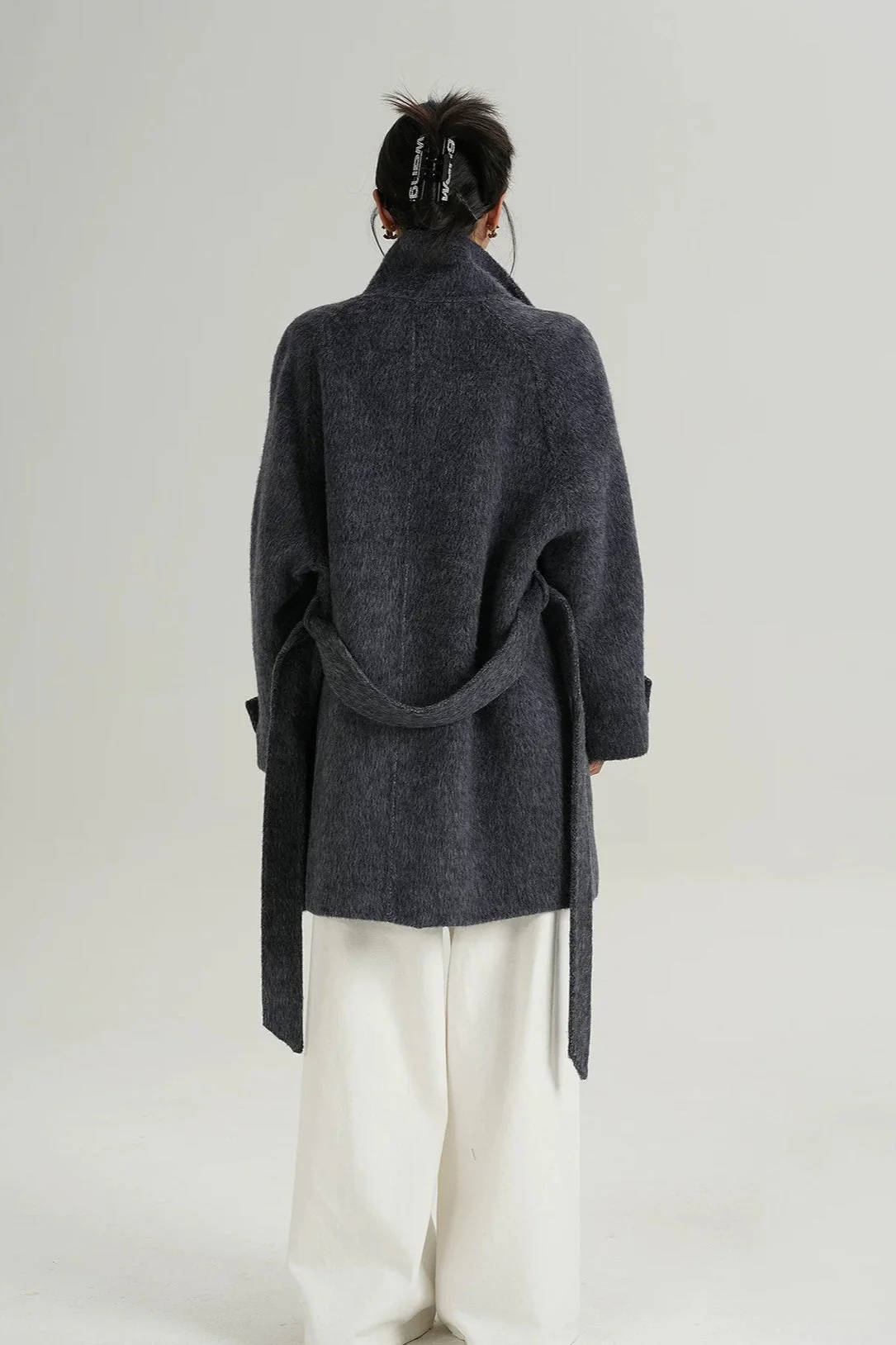 Chic Solid Wool Warm Loose Mock-neck Coat - Image 4