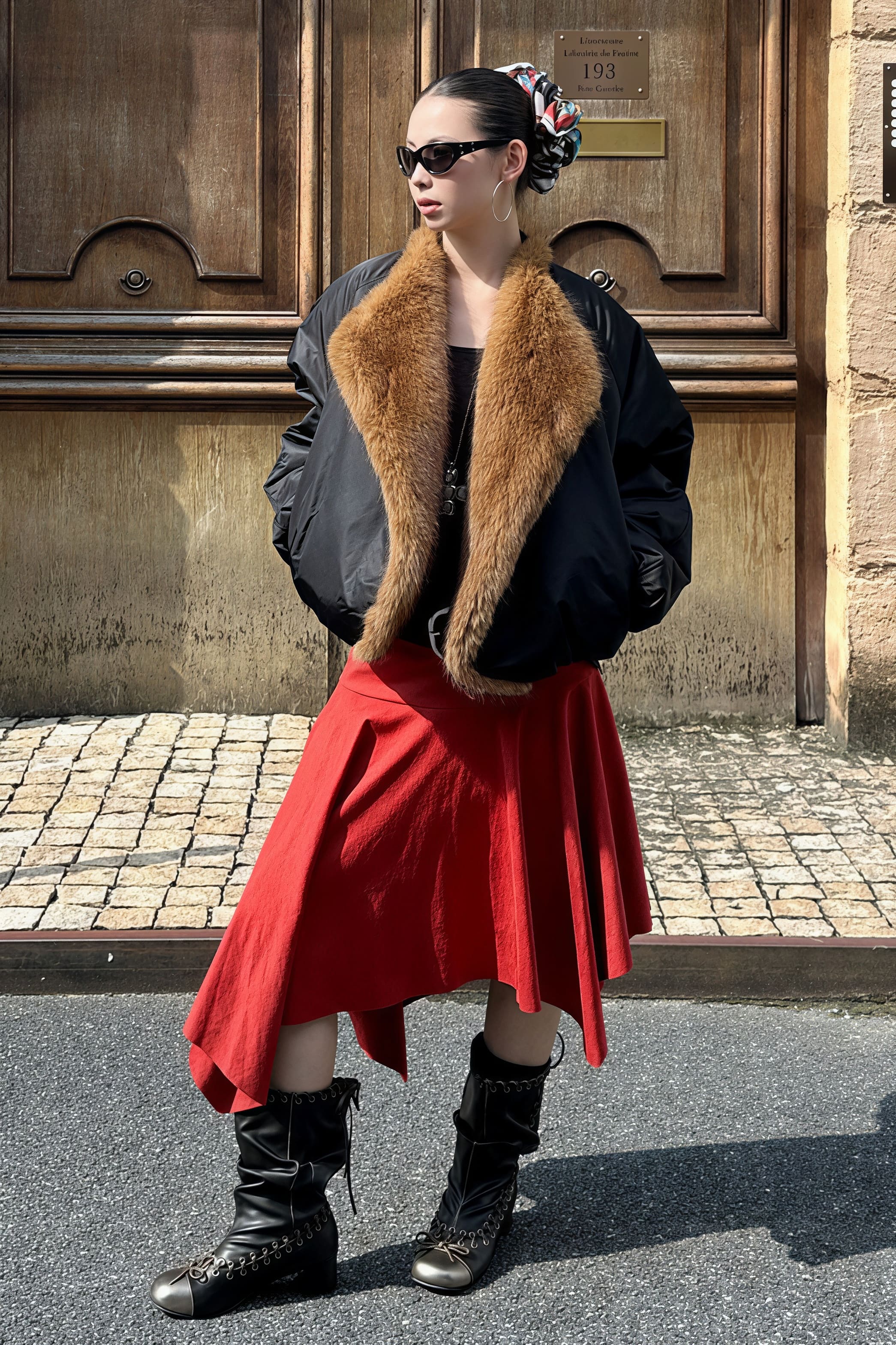 Chic Suede High Waist Asymmetrical Skirt - Image 5