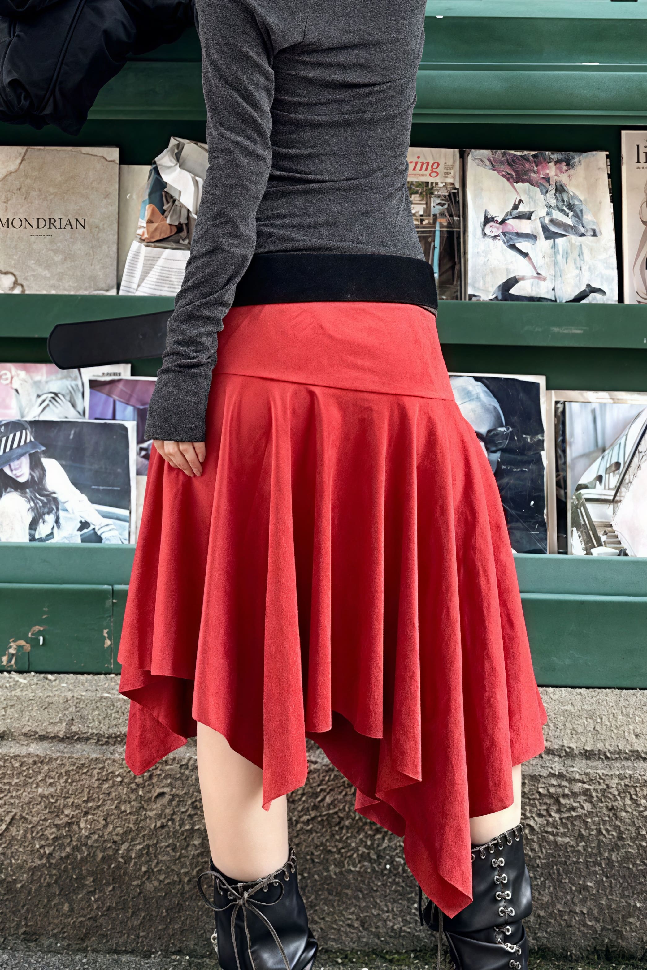 Chic Suede High Waist Asymmetrical Skirt - Image 7