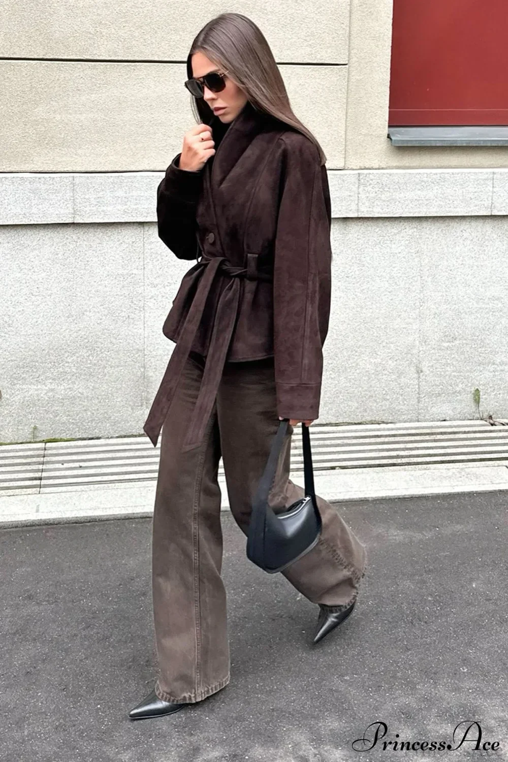 Chic Suede Long Sleeve Jacket Coat - Image 3