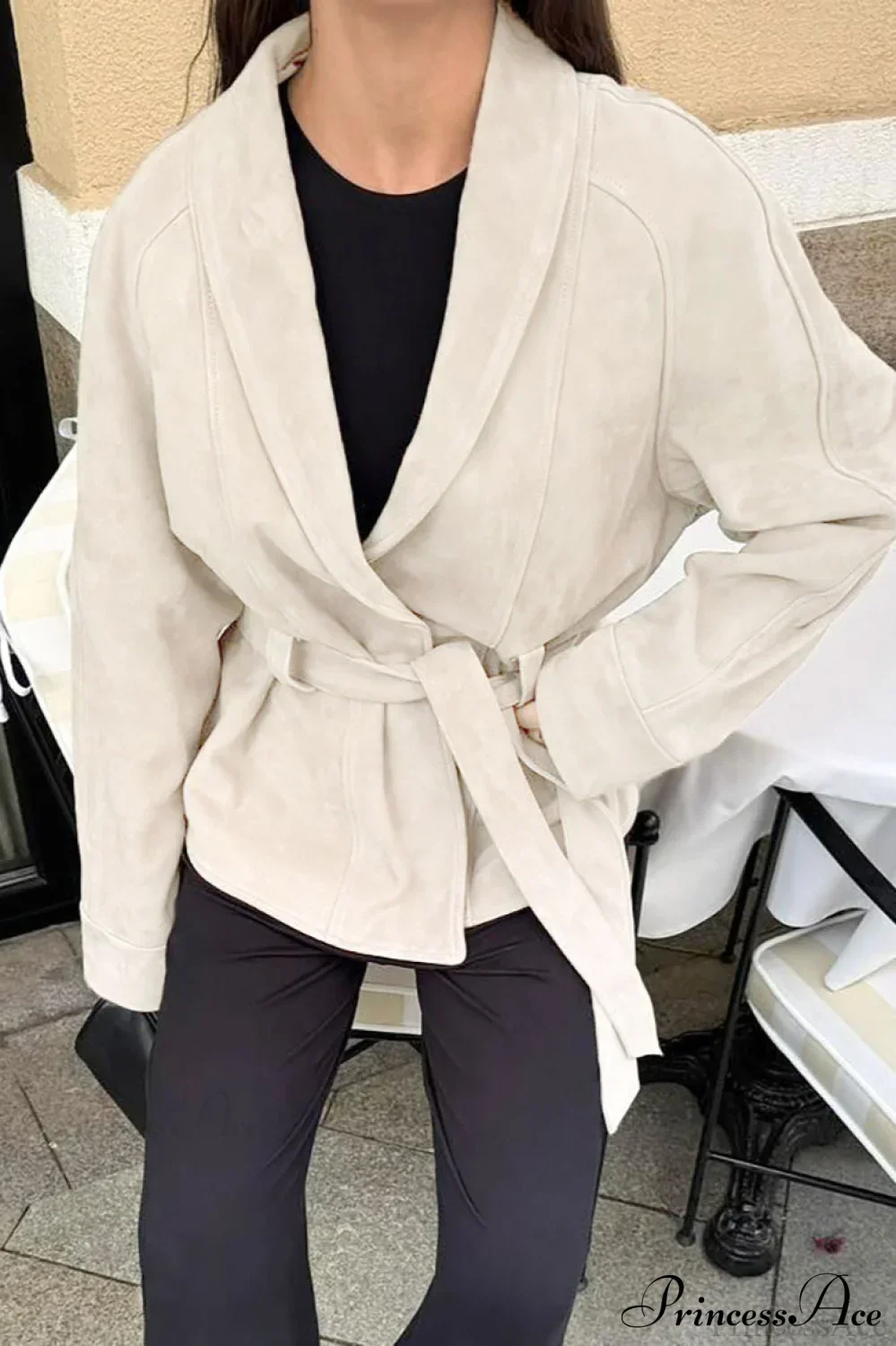Chic Suede Long Sleeve Jacket Coat - Image 4