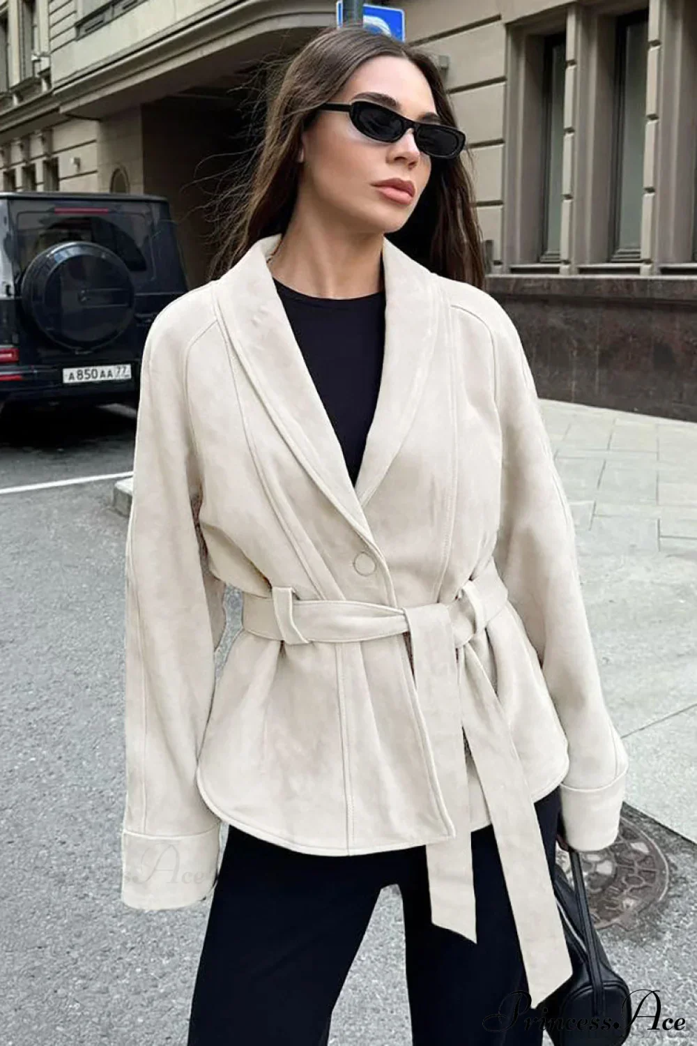 Chic Suede Long Sleeve Jacket Coat - Image 5