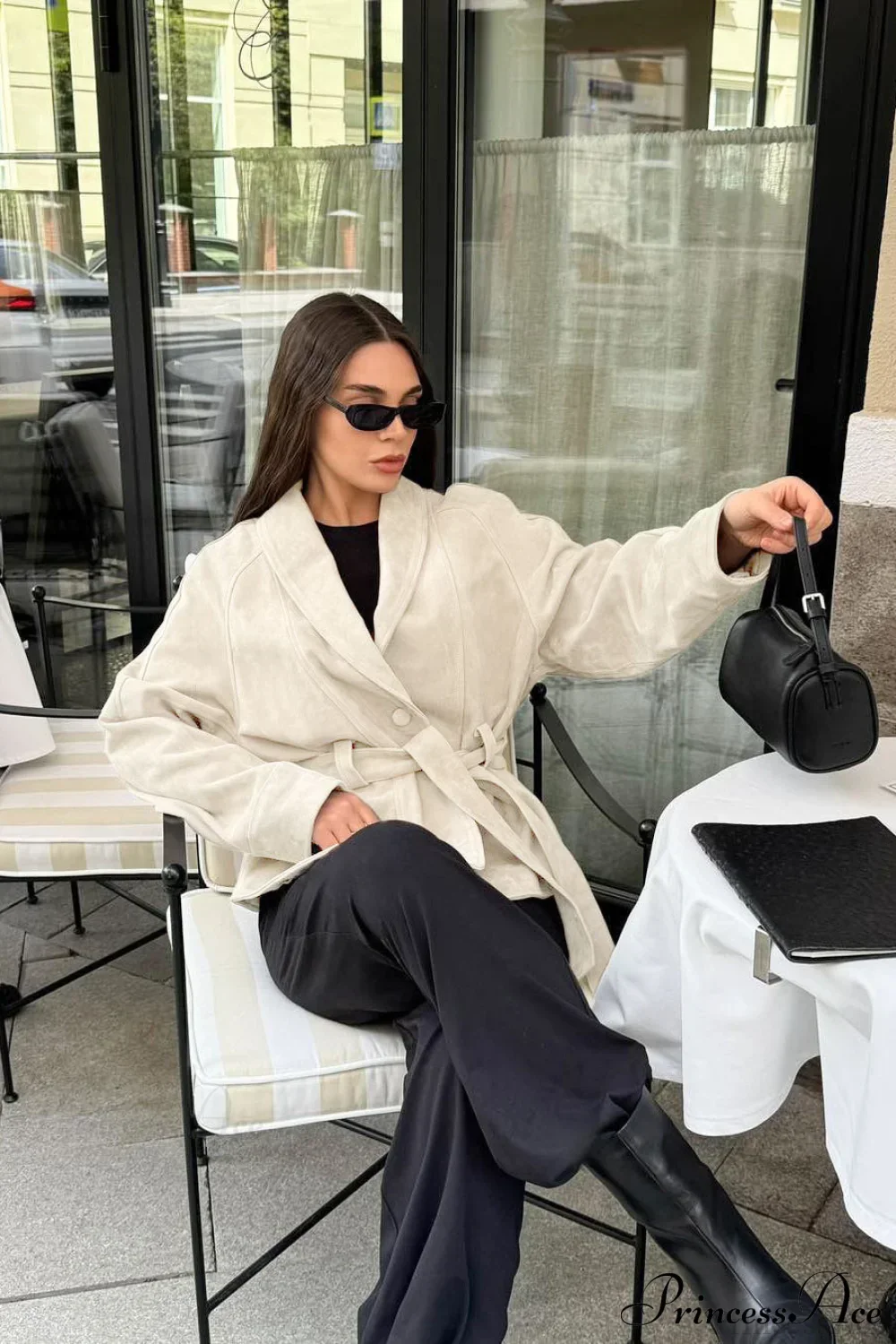 Chic Suede Long Sleeve Jacket Coat - Image 6
