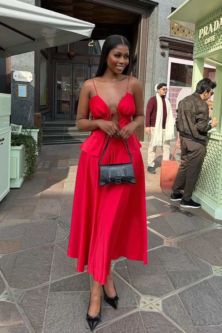 Chic Tie Cami High Waist Skirt Set - Image 2