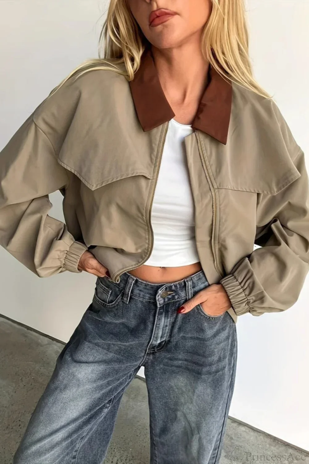 Chic Utility Casual Colorblock Jacket - Image 2