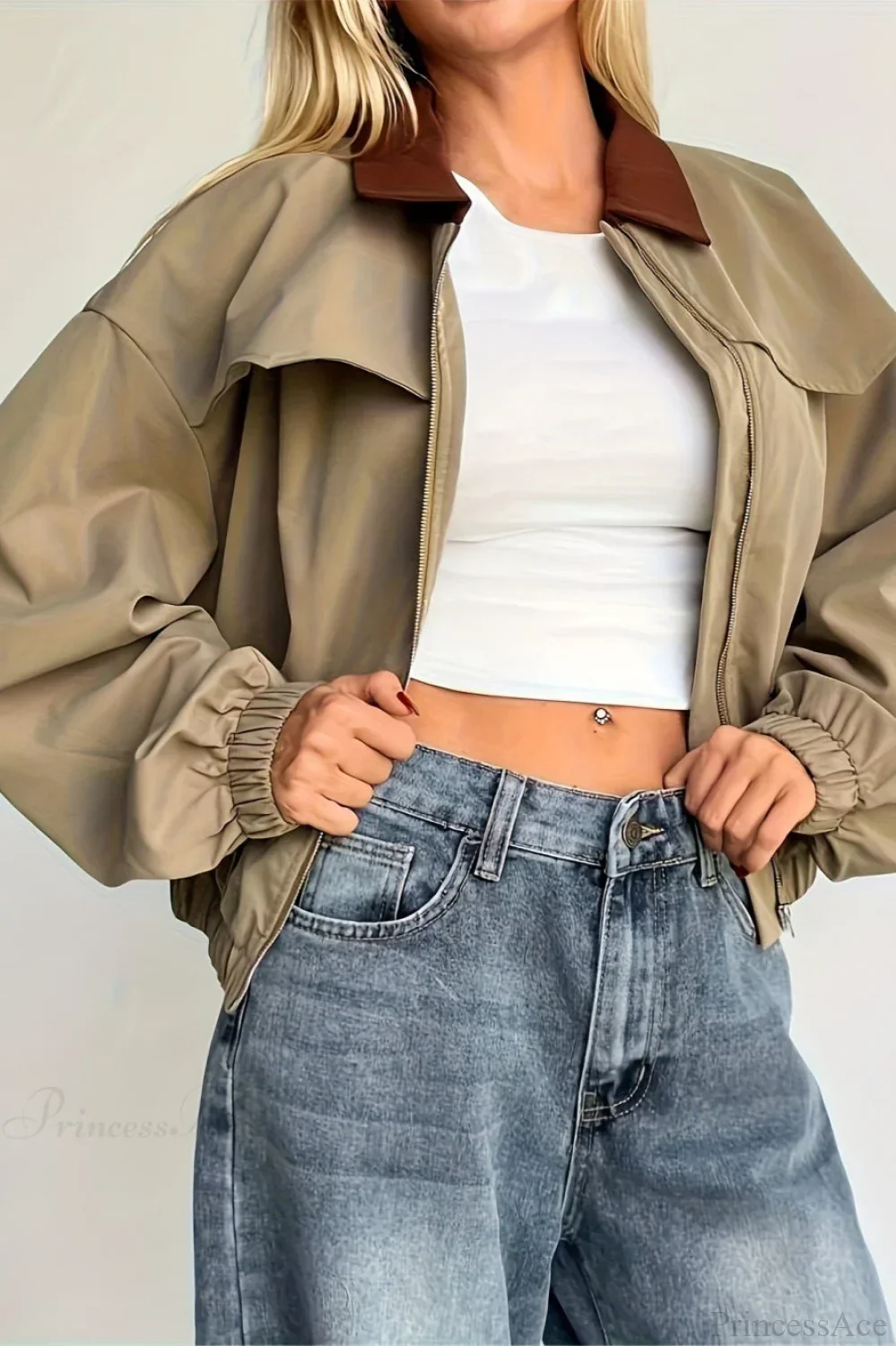 Chic Utility Casual Colorblock Jacket - Image 3