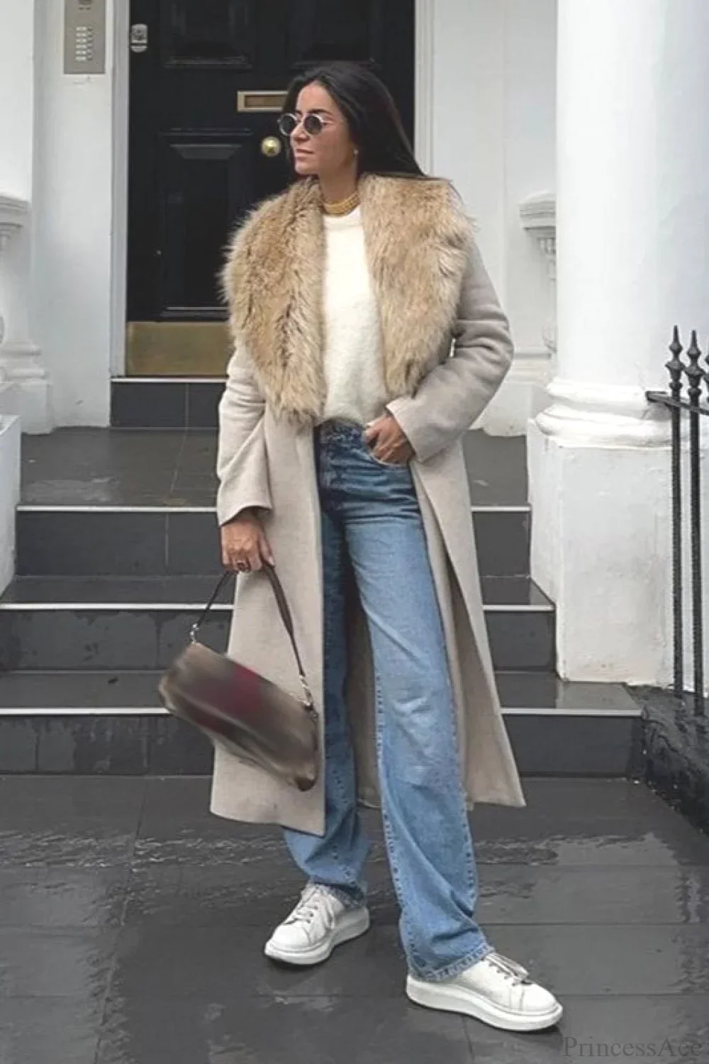 Vintage Chic Wool Blend Fur Collar Elegant Overcoat - Image 6