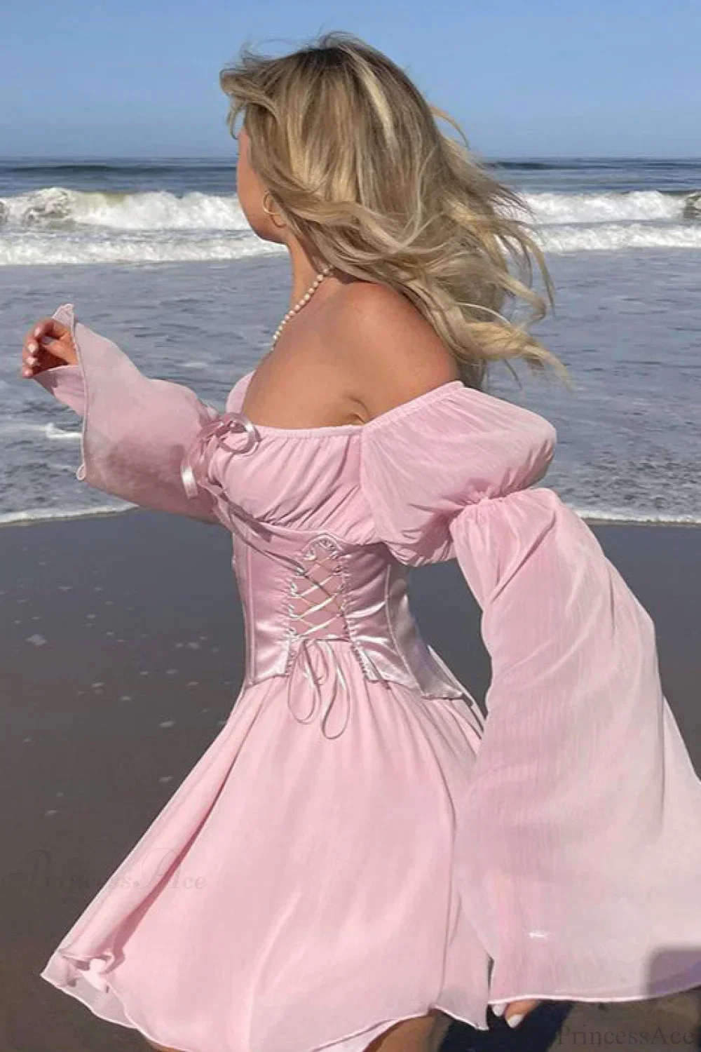 Chiffon Loose Asymmetrical Waist Tie Mini Dress - Image 2