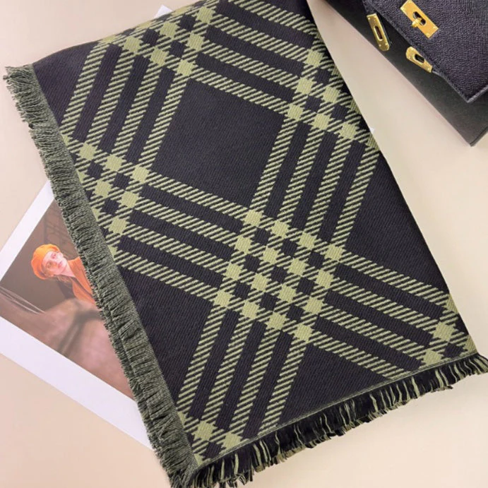 Classic Checkered Wool Blend Scarf - Image 4