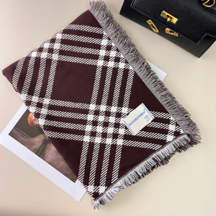 Classic Checkered Wool Blend Scarf - Image 7