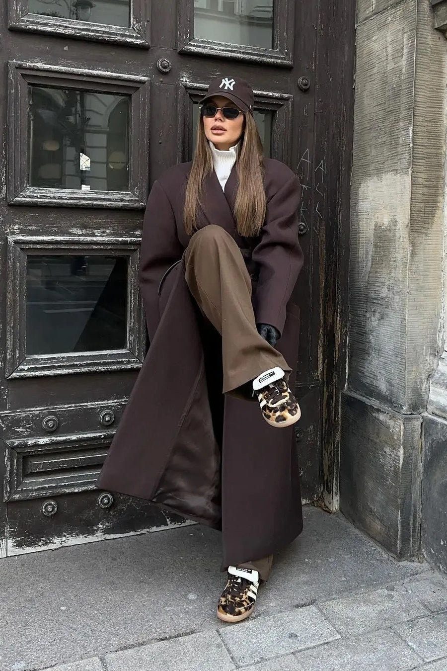Classic Double-Breasted Lapel Long Overcoat - Image 5