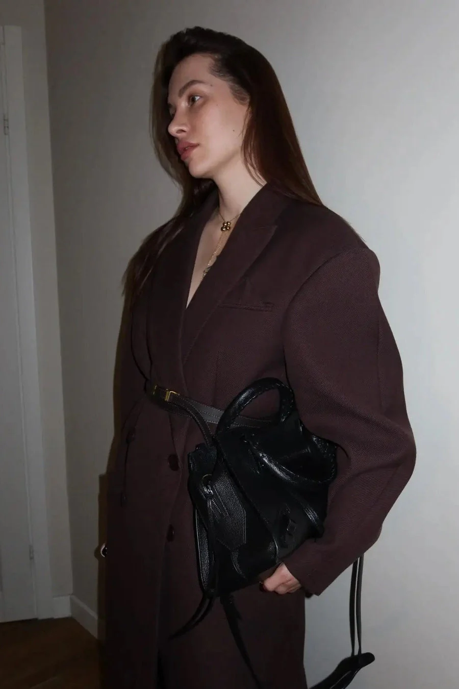 Classic Double-Breasted Lapel Long Overcoat - Image 6