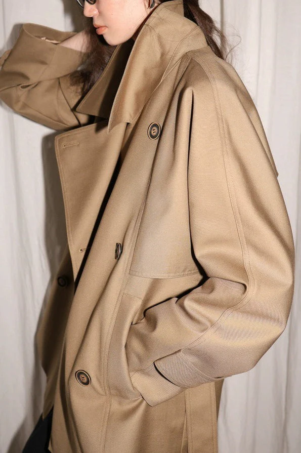 Classic Twill 3D-Silhouette Collared Short Trench Coat - Image 6