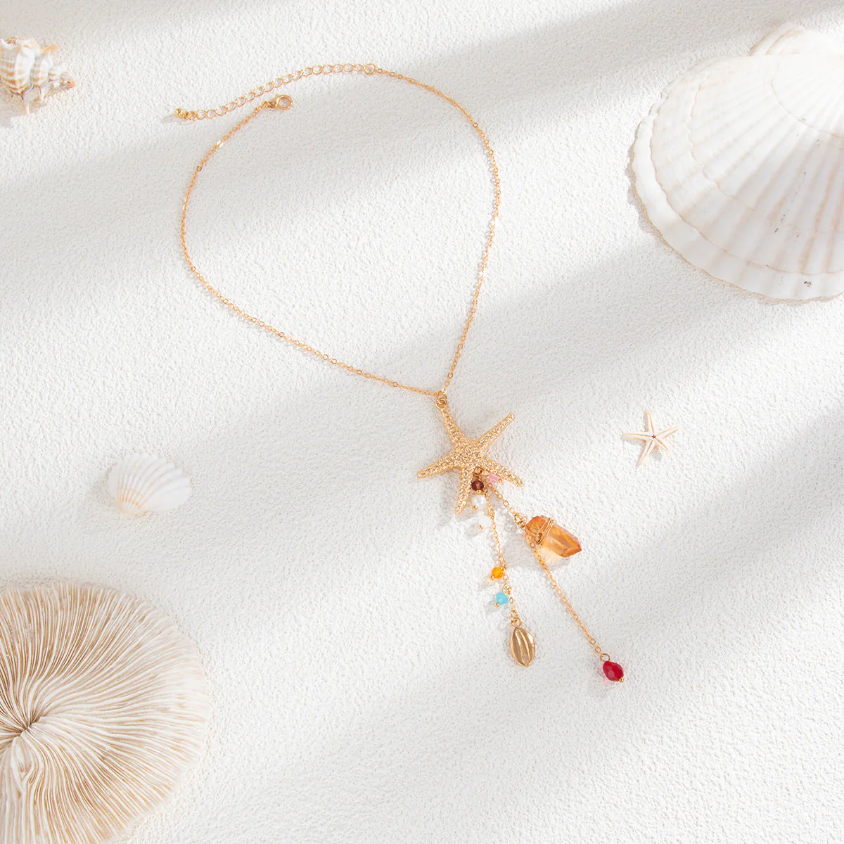 Coastal Metal Starfish Shell Irregular NeckLace - Image 3