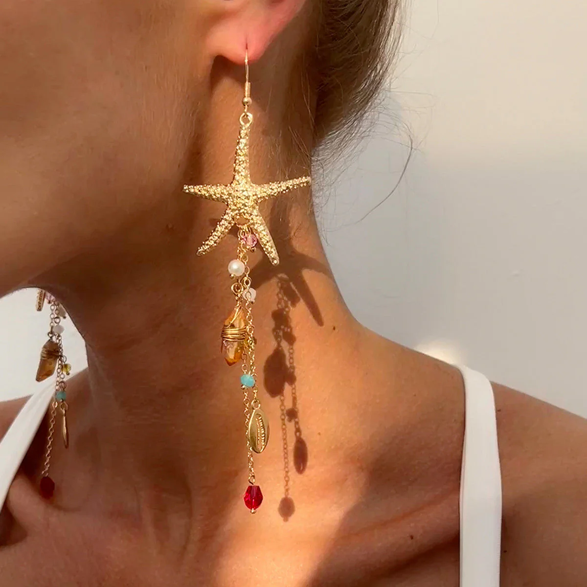 Coastal Metal Starfish Shell Irregular NeckLace - Image 4