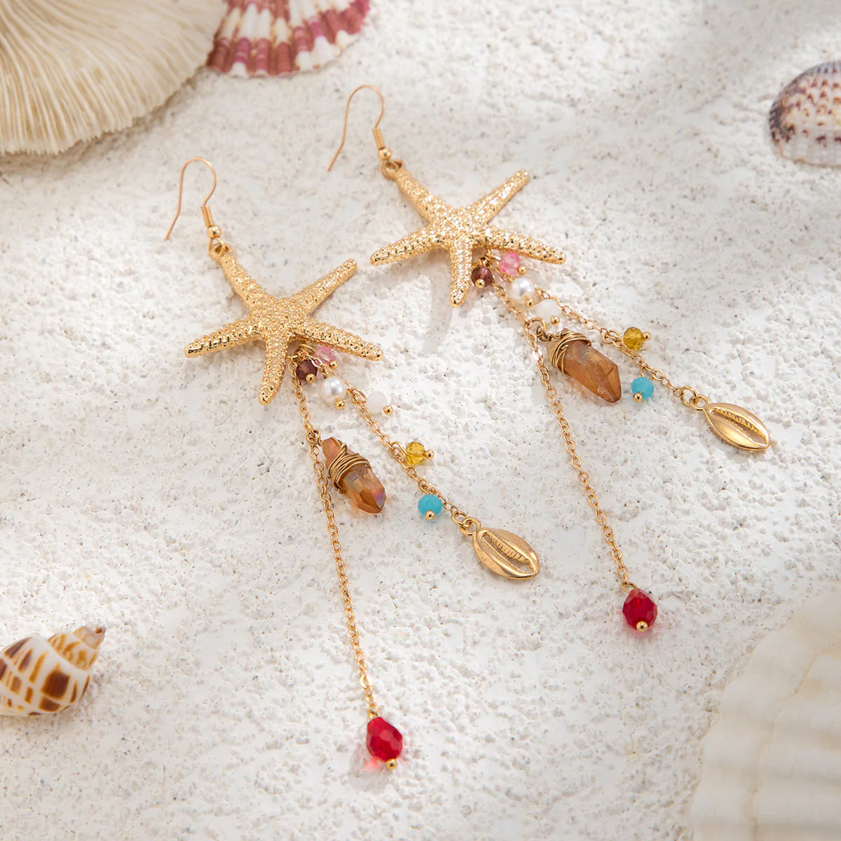 Coastal Metal Starfish Shell Irregular NeckLace - Image 5