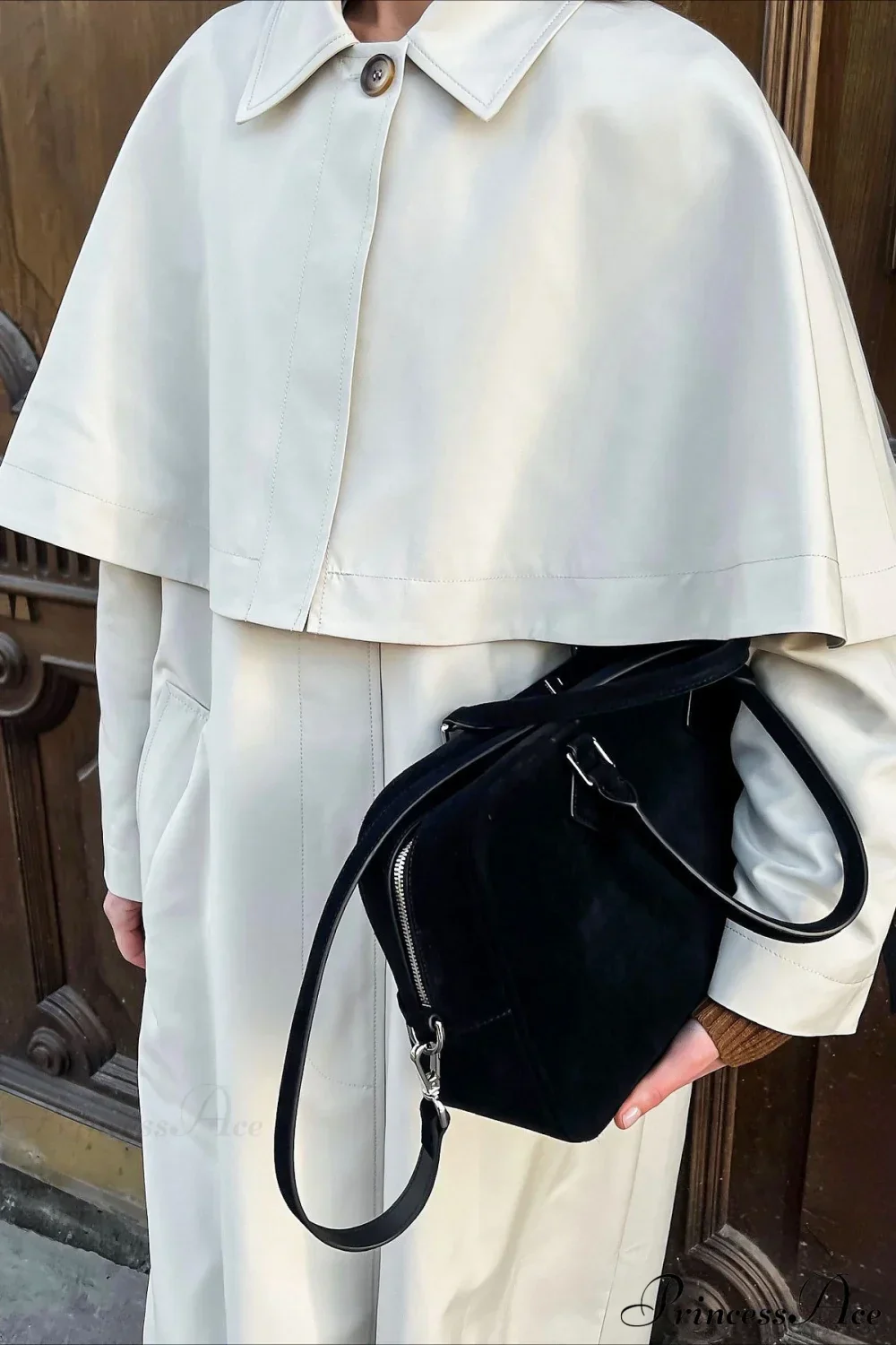 Collar Cape Slim Elegant Long Overcoat - Image 5