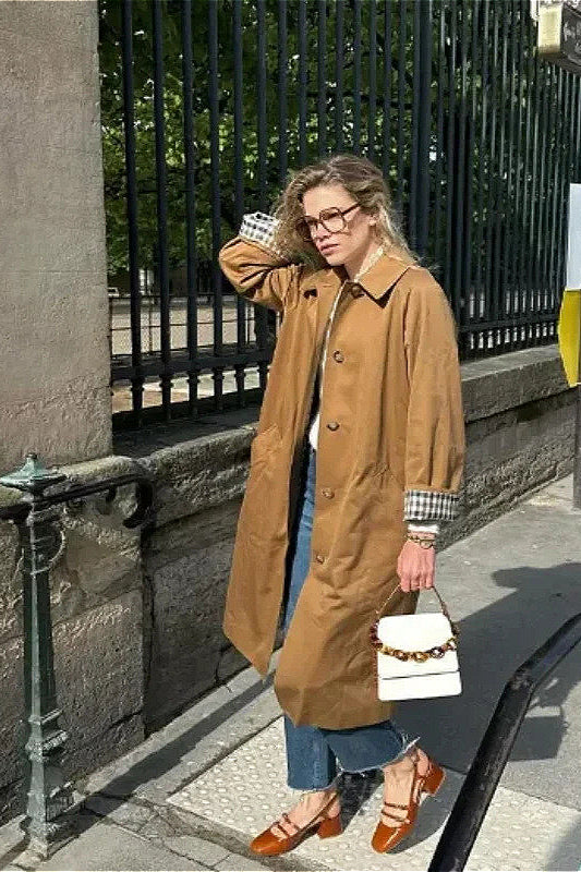 Collared Buttoned Trench Cargo Overcoat - Image 4