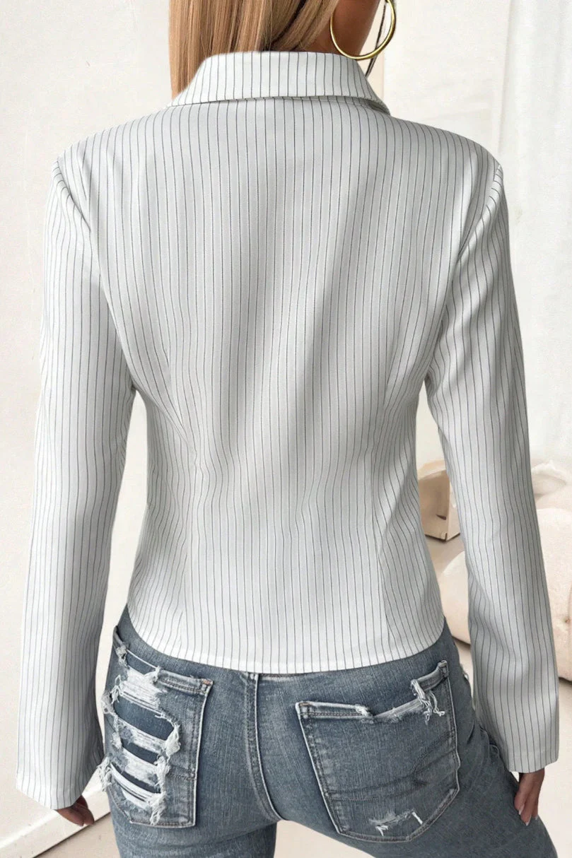 Collared Flared Sleeve Button Front Shirt Blouse - Image 8