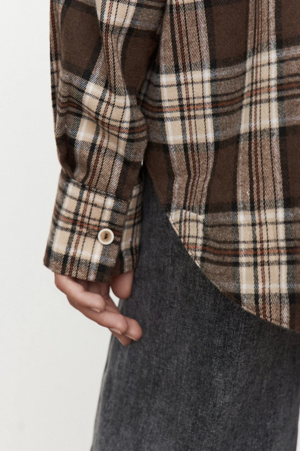 Collared Plaid Pocket Long Sleeve Shirt Blouse - Image 5