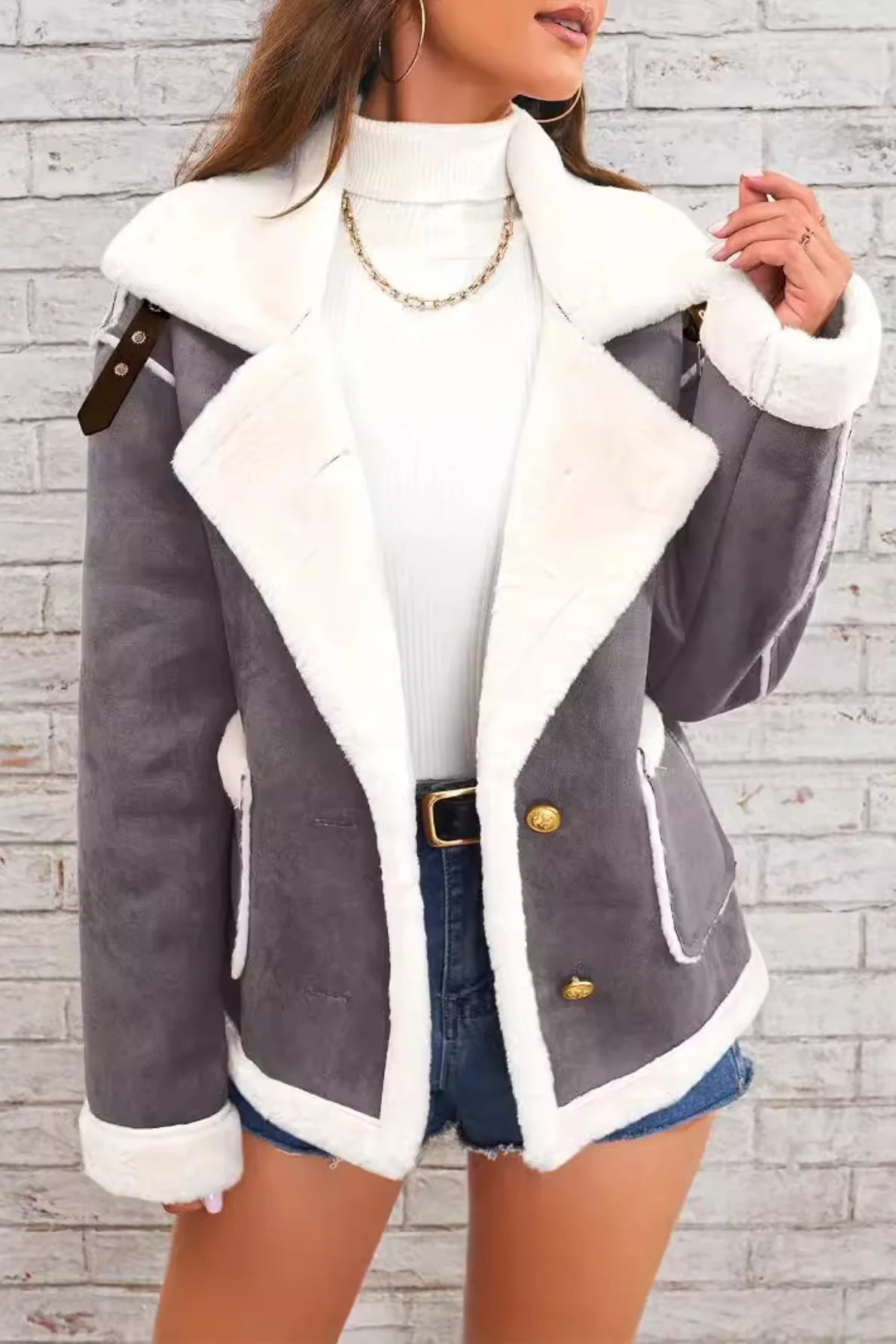 Collared Plush Warm Casual Winter Coat - Image 4