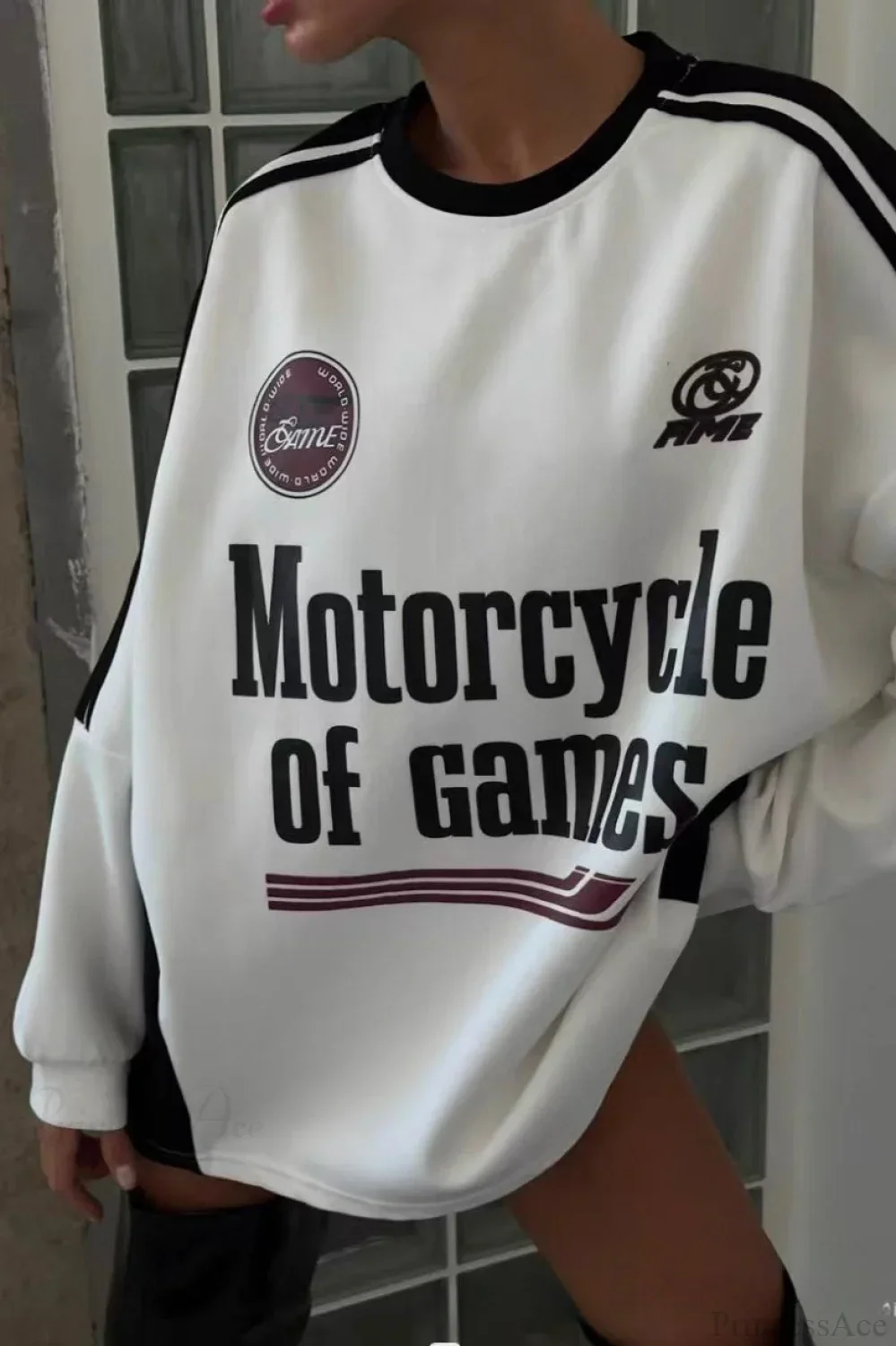 Collegiate Color-Blocked Long Sleeve Crew Neck Relaxed Sweatshirt - Image 4