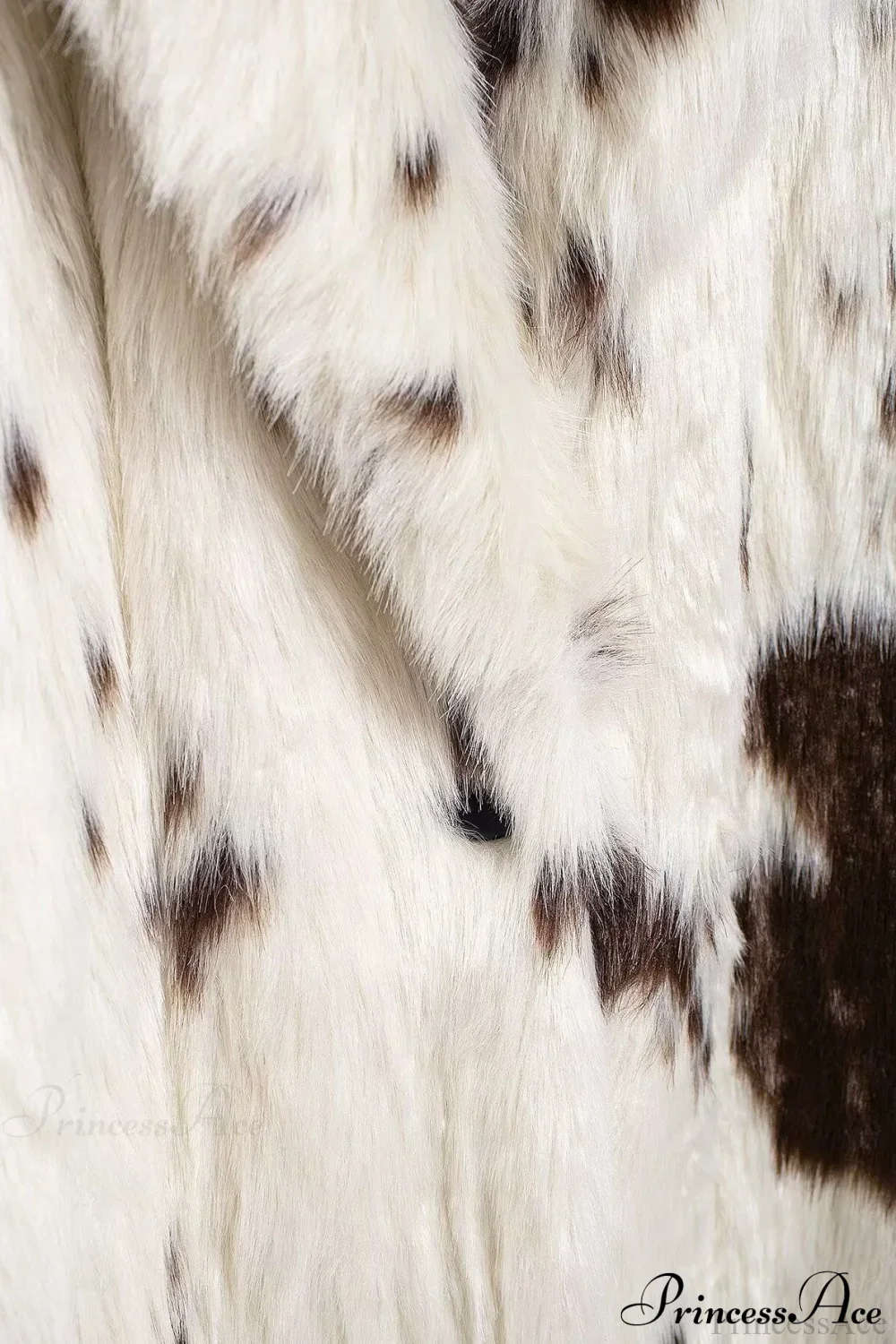 Color Block Animal Print Faux Fur Long Overcoat - Image 5