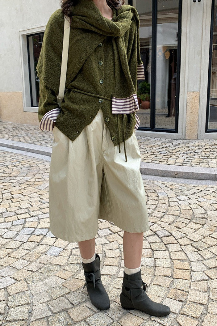 Color-Block Belted Lazy-Style Knit Cardigan - Image 5