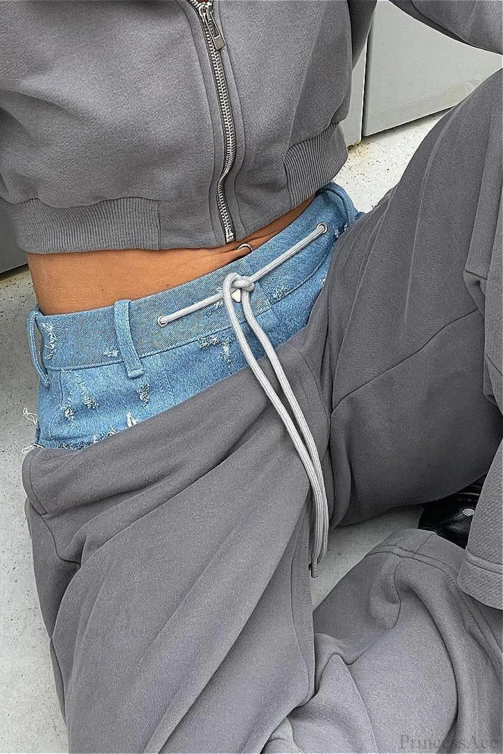 Color Block Casual Straight Wide Leg Jeans - Image 3