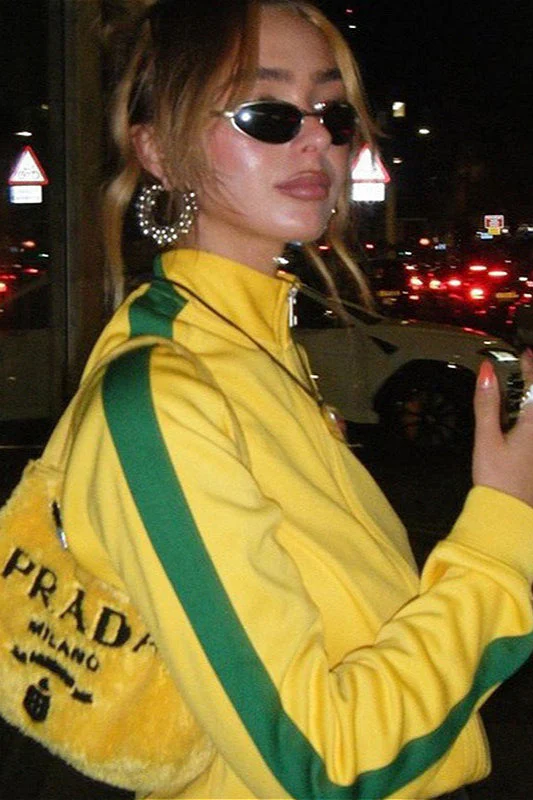 Color Block Embroidered Loose Zip Sweatshirt - Image 3