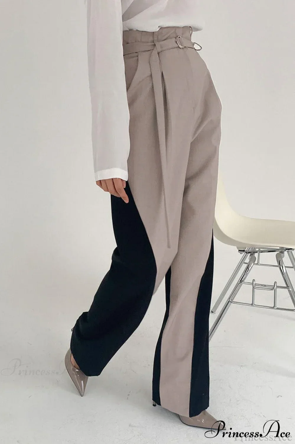 Color Block High Waisted Wide Leg Pants - Image 2