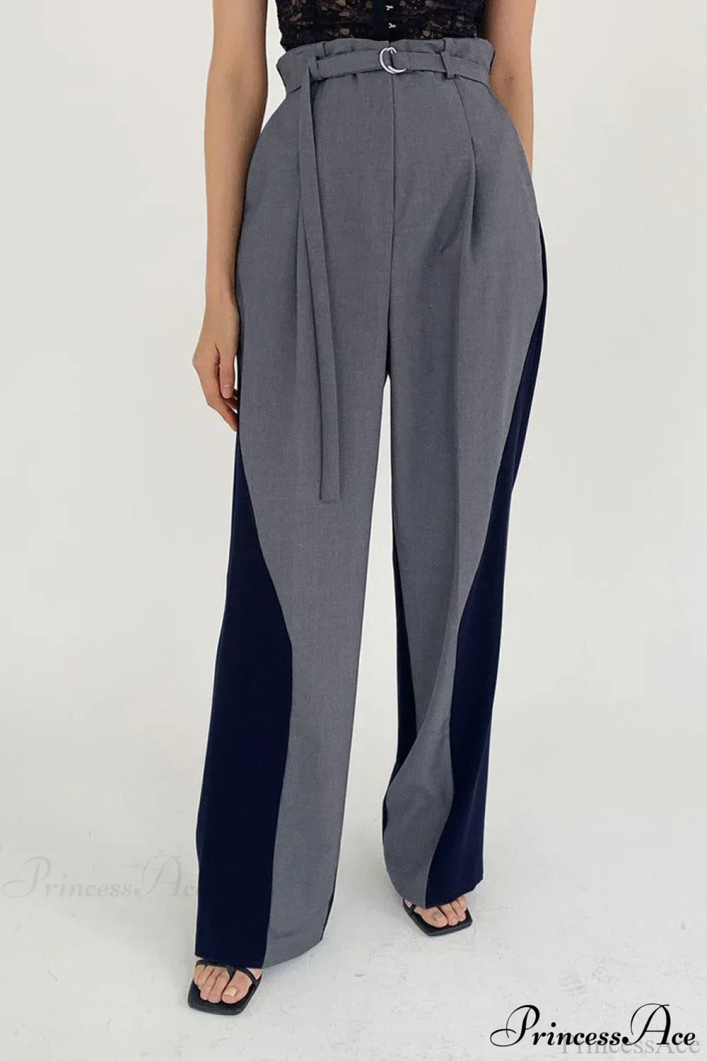 Color Block High Waisted Wide Leg Pants - Image 5