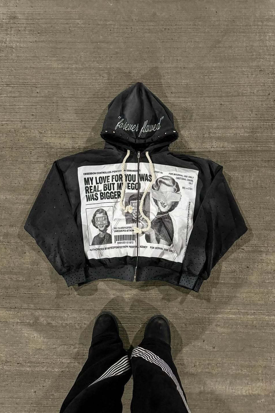 Color Block Rhinestone Street Hoodie - Image 2