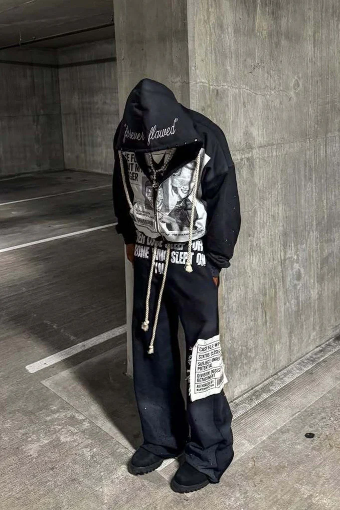 Color Block Rhinestone Street Hoodie - Image 5
