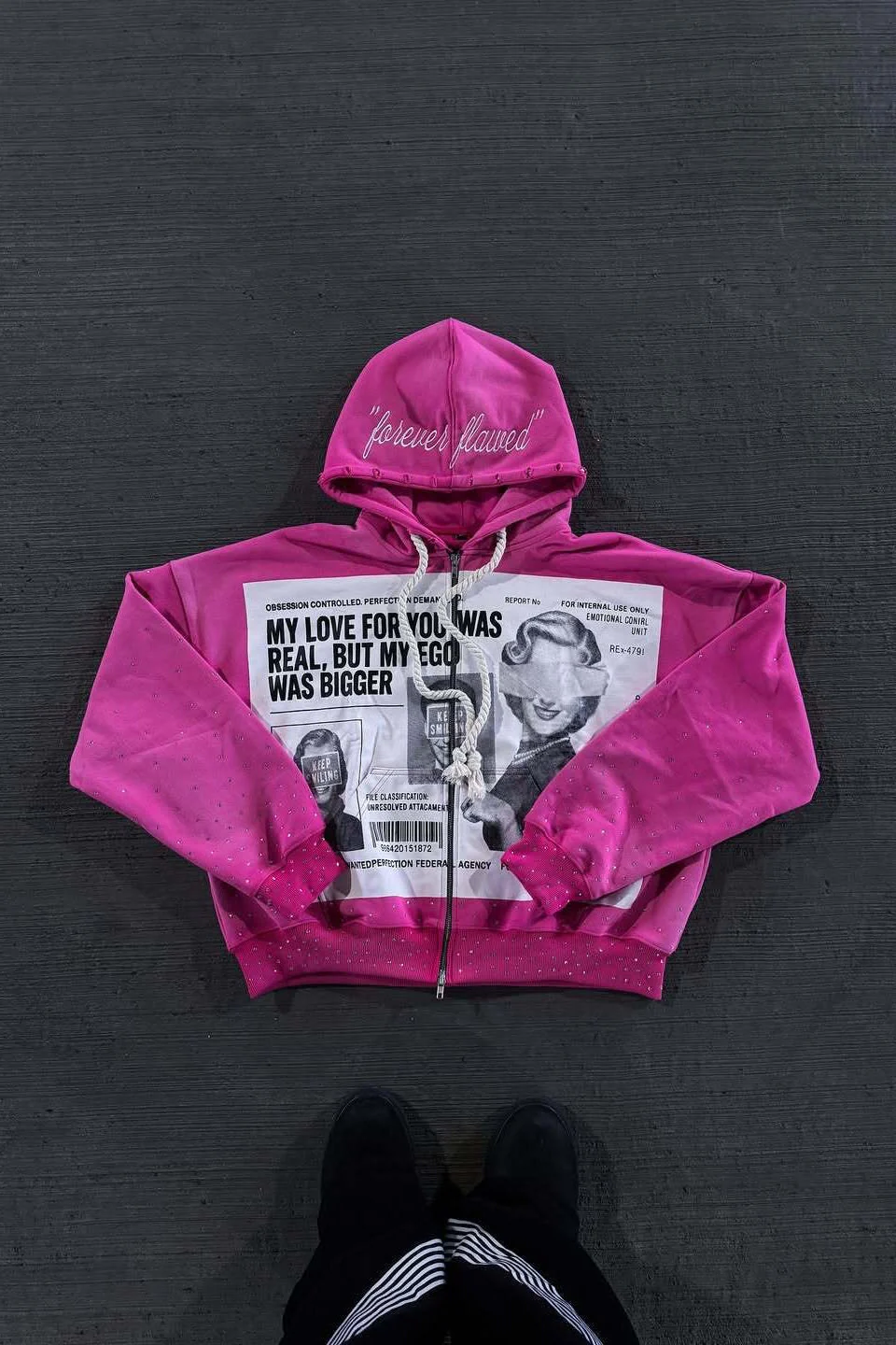 Color Block Rhinestone Street Hoodie - Image 6