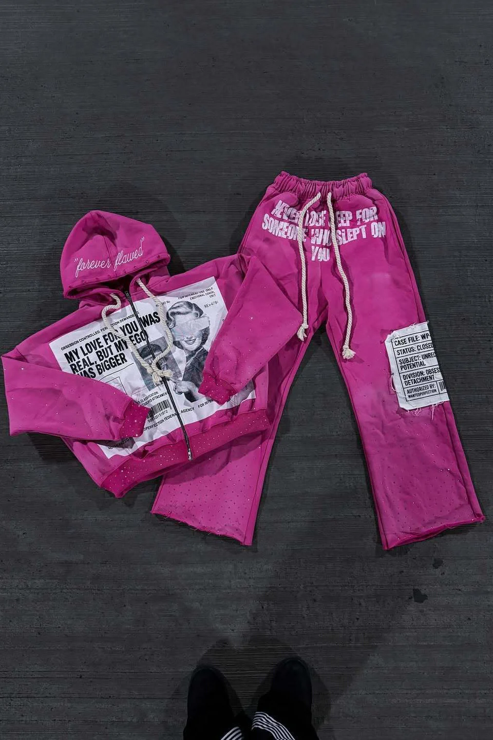 Color Block Rhinestone Street Hoodie - Image 7