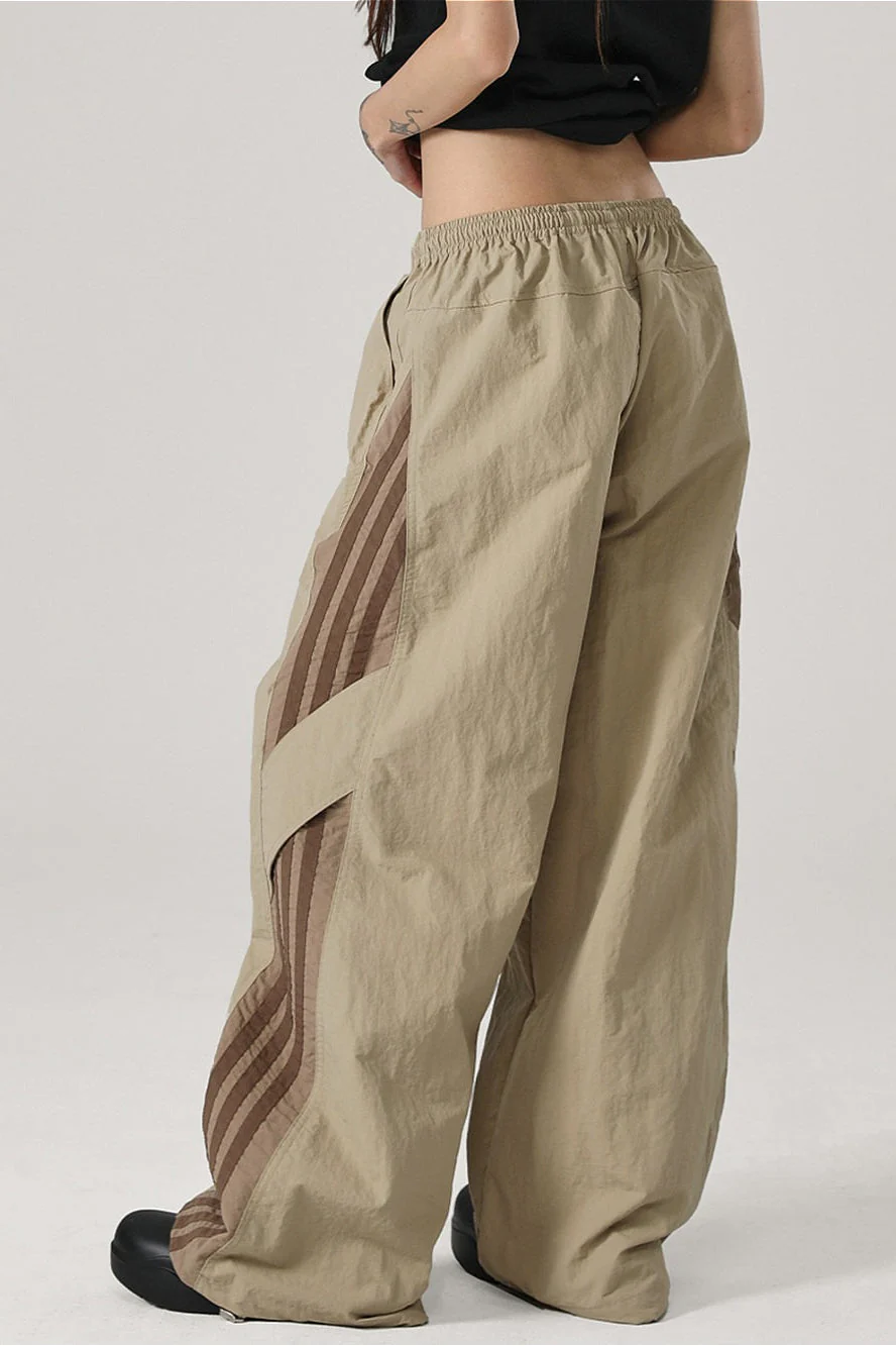 Color Block Stripe Quick Dry Loose Casual Pants - Image 2