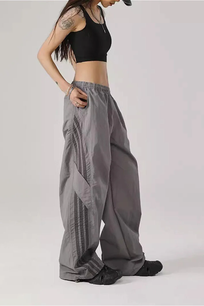 Color Block Stripe Quick Dry Loose Casual Pants - Image 4