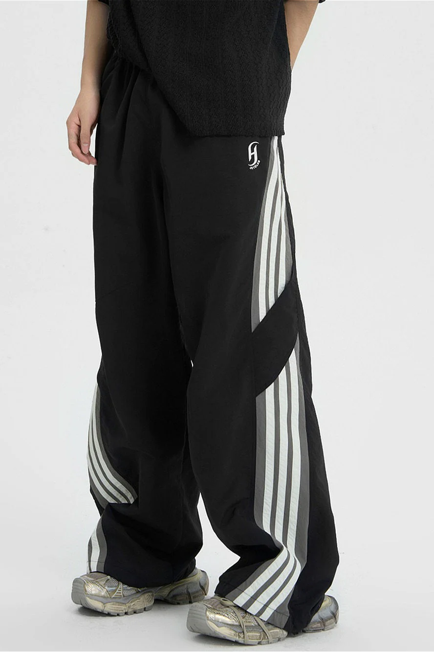 Color Block Stripe Quick Dry Loose Casual Pants - Image 6