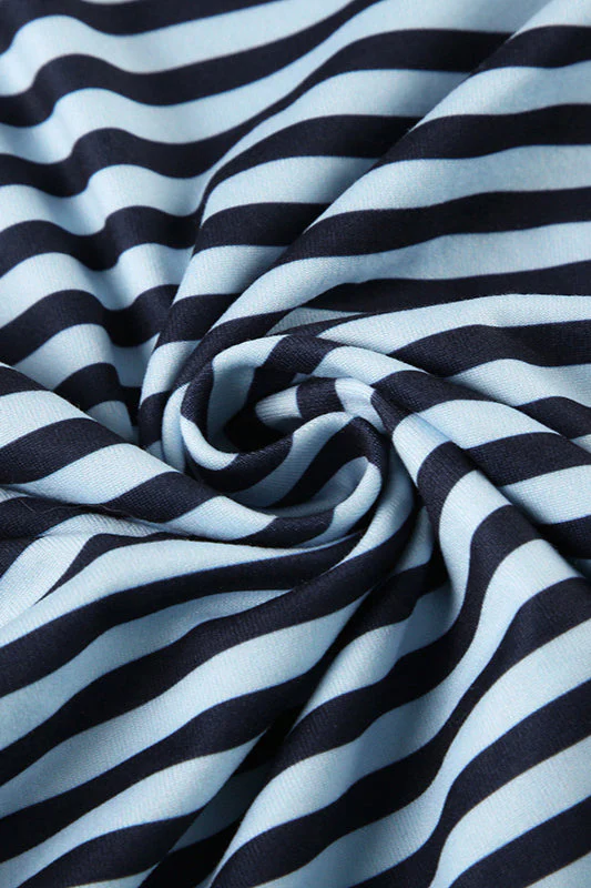 Color Block Striped V Neck Loose Knit Long Sleeve Blouse - Image 4