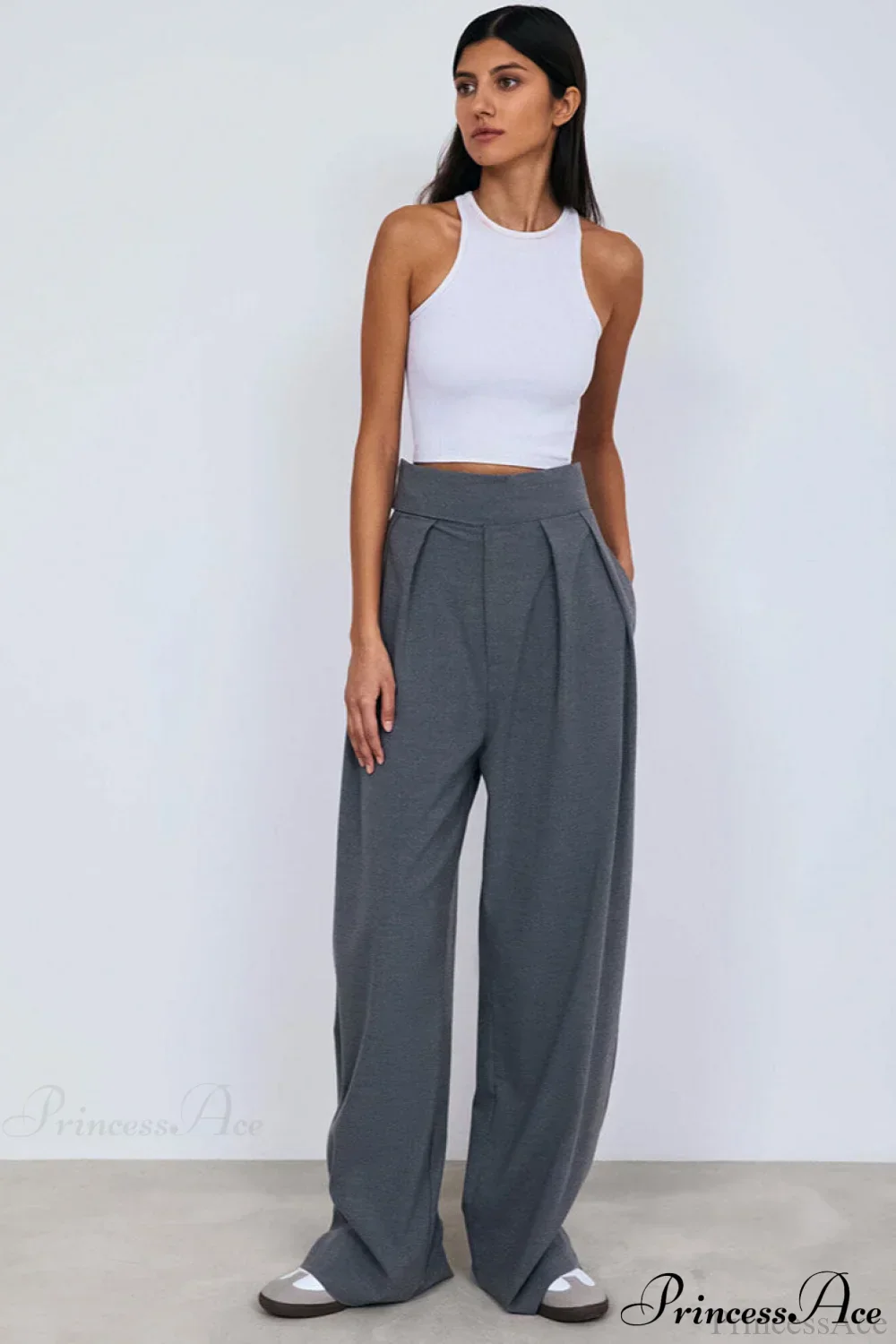 Color Block Wide Leg Tailored Pants - Image 2