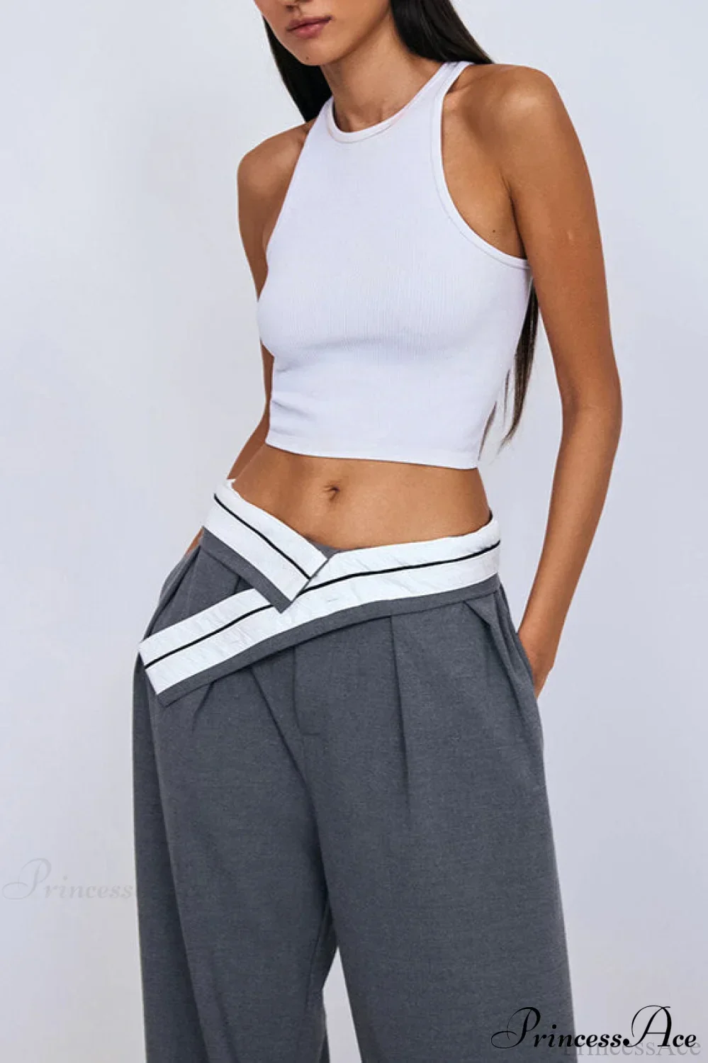 Color Block Wide Leg Tailored Pants - Image 3