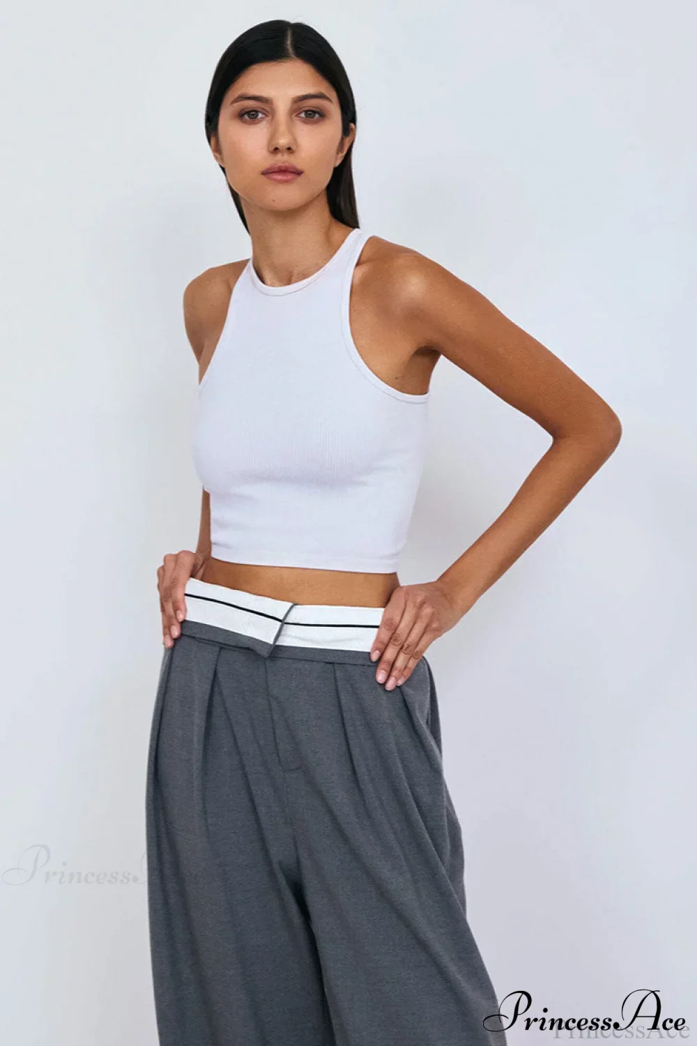 Color Block Wide Leg Tailored Pants - Image 4