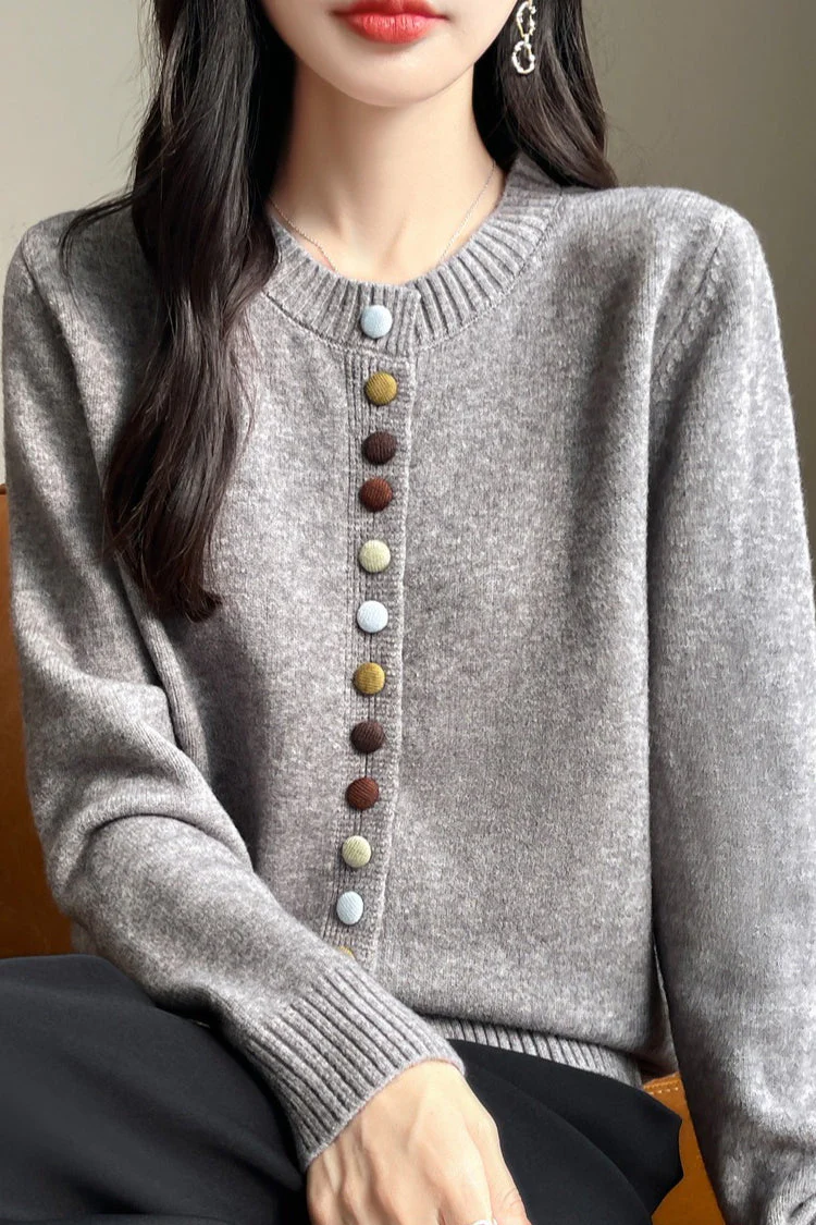 Color Button Solid Velvet Cardigan - Image 12