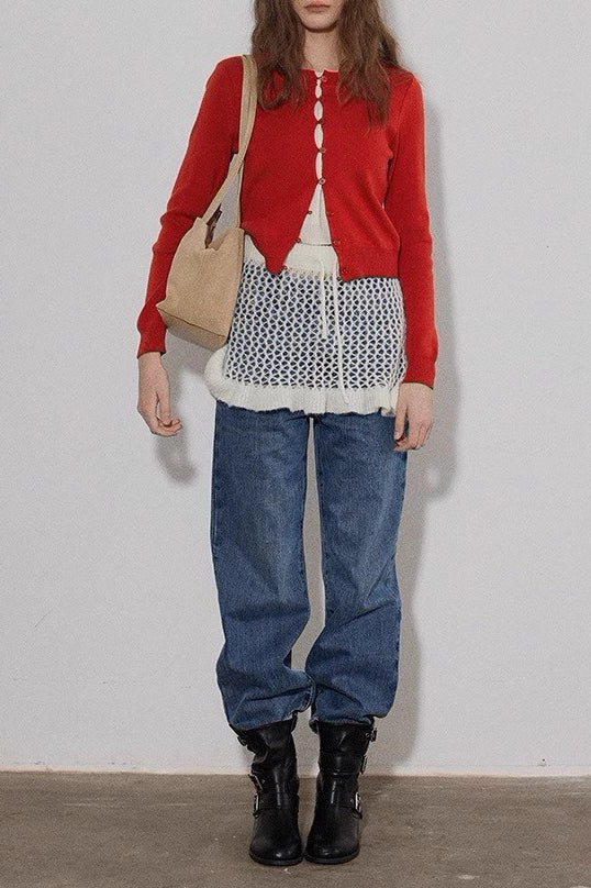 Colorblock Fake Two Piece Cardigan - Image 2