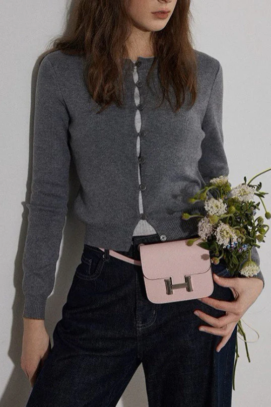 Colorblock Fake Two Piece Cardigan - Image 5