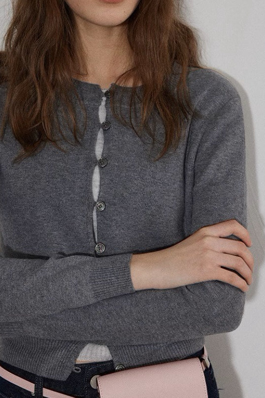 Colorblock Fake Two Piece Cardigan - Image 7