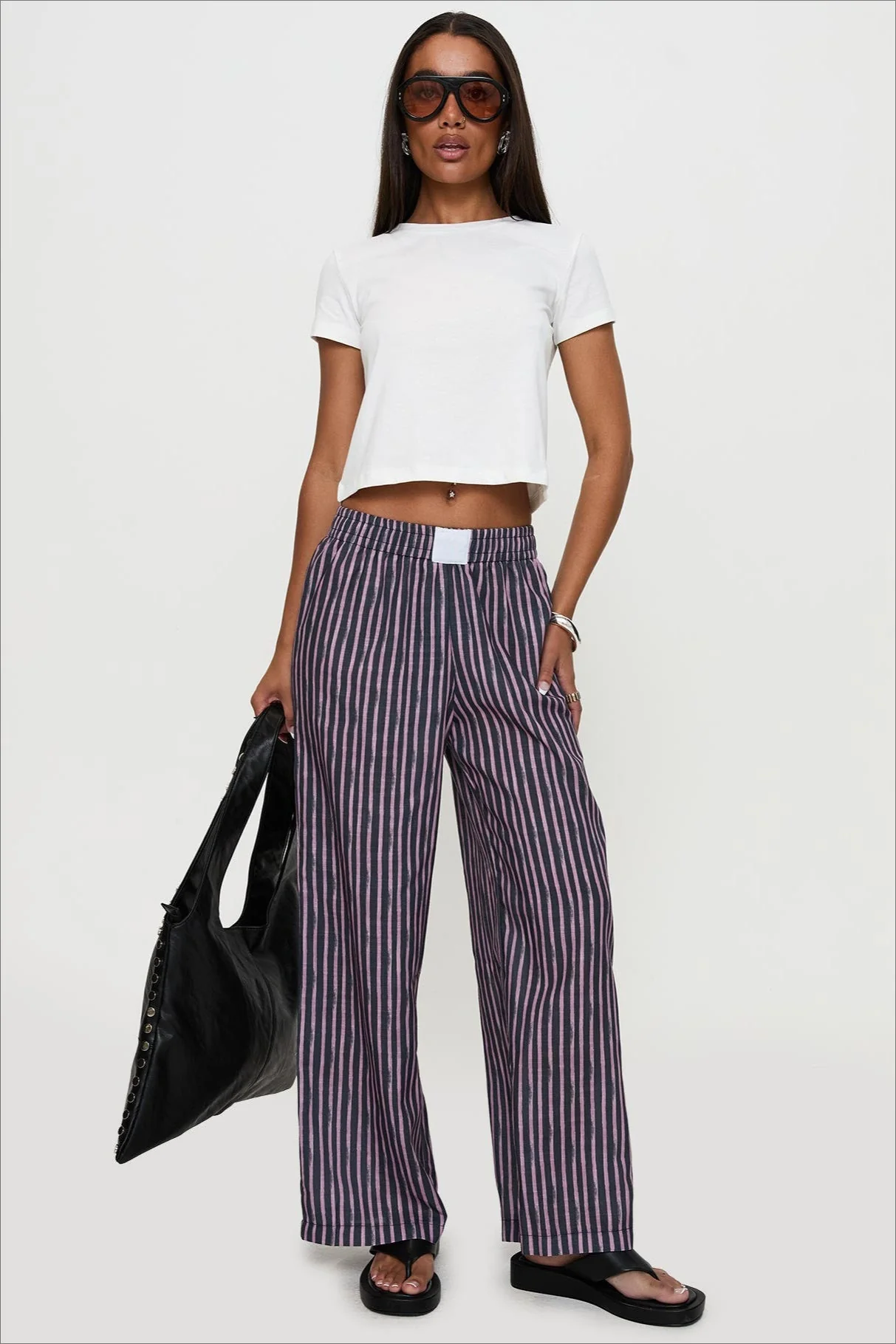 Colorblock Striped Wide-Leg Relaxed Pants - Image 12