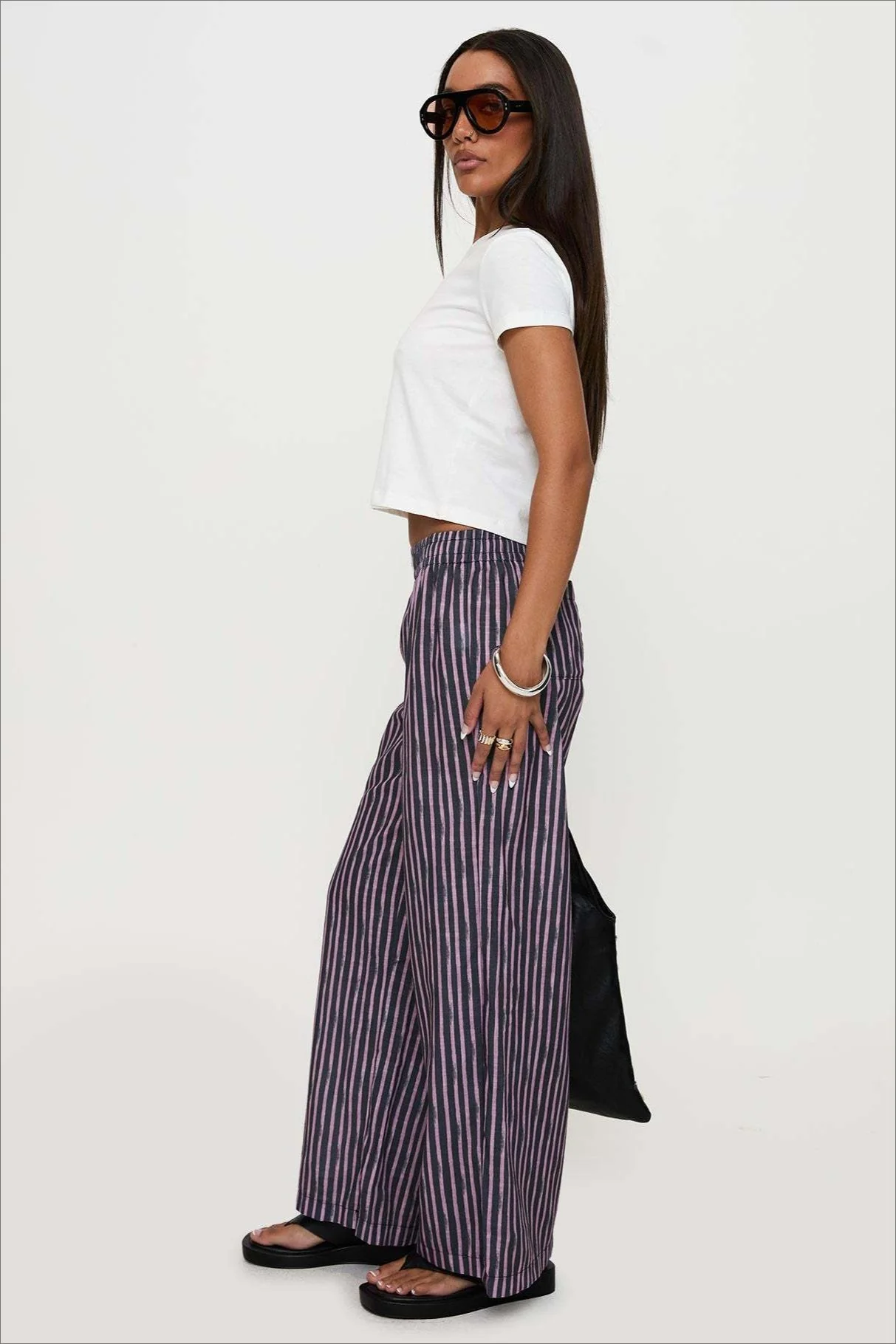 Colorblock Striped Wide-Leg Relaxed Pants - Image 13