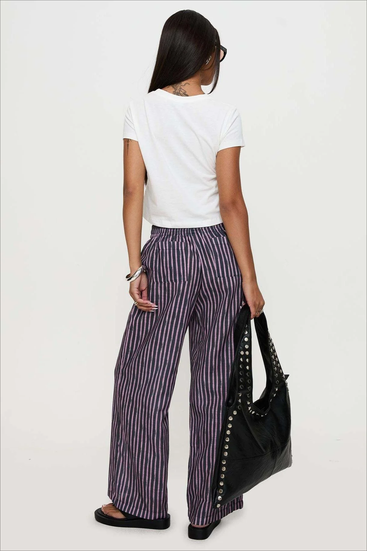 Colorblock Striped Wide-Leg Relaxed Pants - Image 14